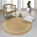 7ft Reversible Braided Jute Cotton Round Rug