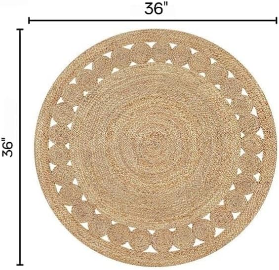 3ft Dot Braided Reversible Jute Round Rug