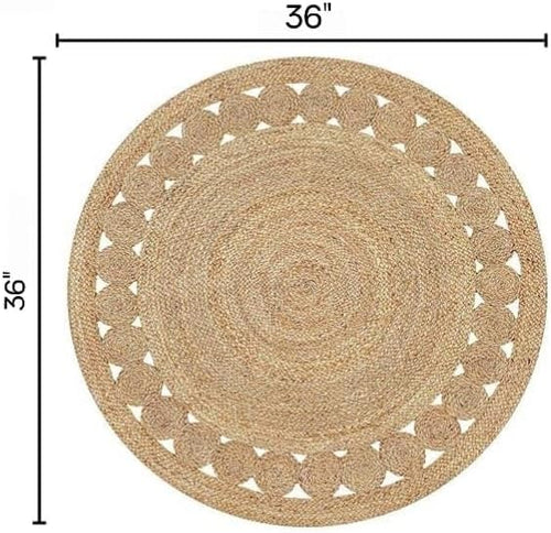 3ft Dot Braided Reversible Jute Round Rug