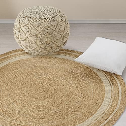 7ft Reversible Braided Jute Cotton Round Rug