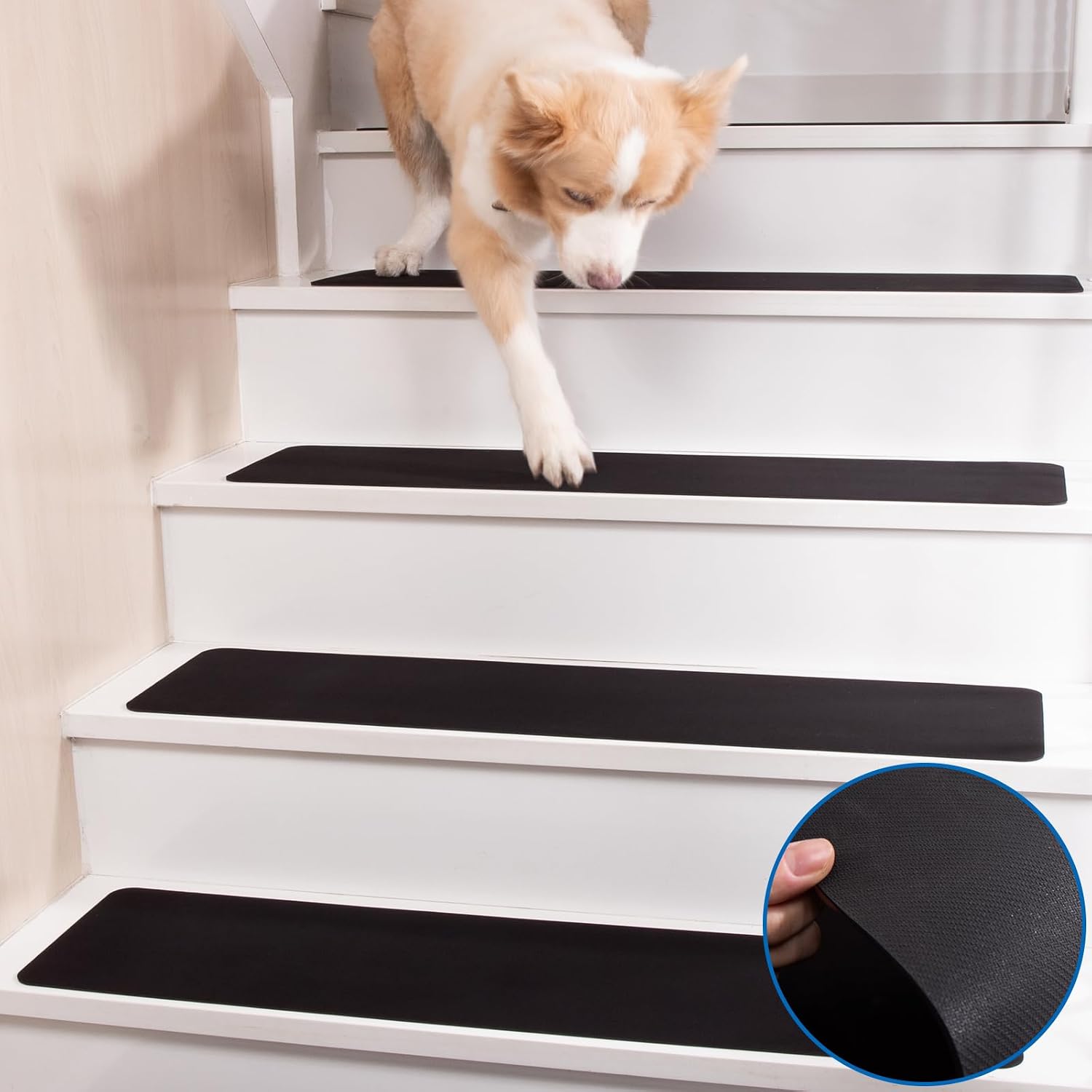 15pc Black Rubber Backed Stair Treads 30x8 Inch