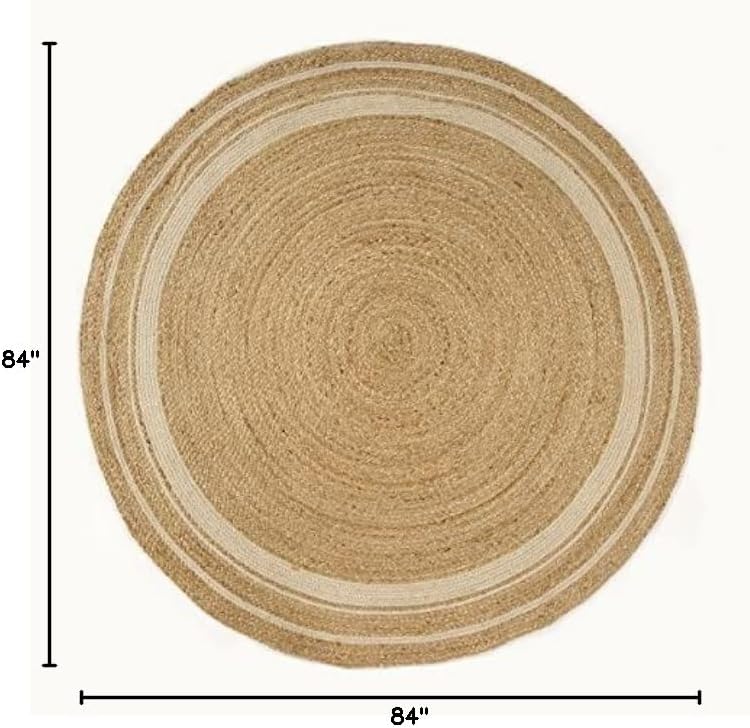 7ft Reversible Braided Jute Cotton Round Rug
