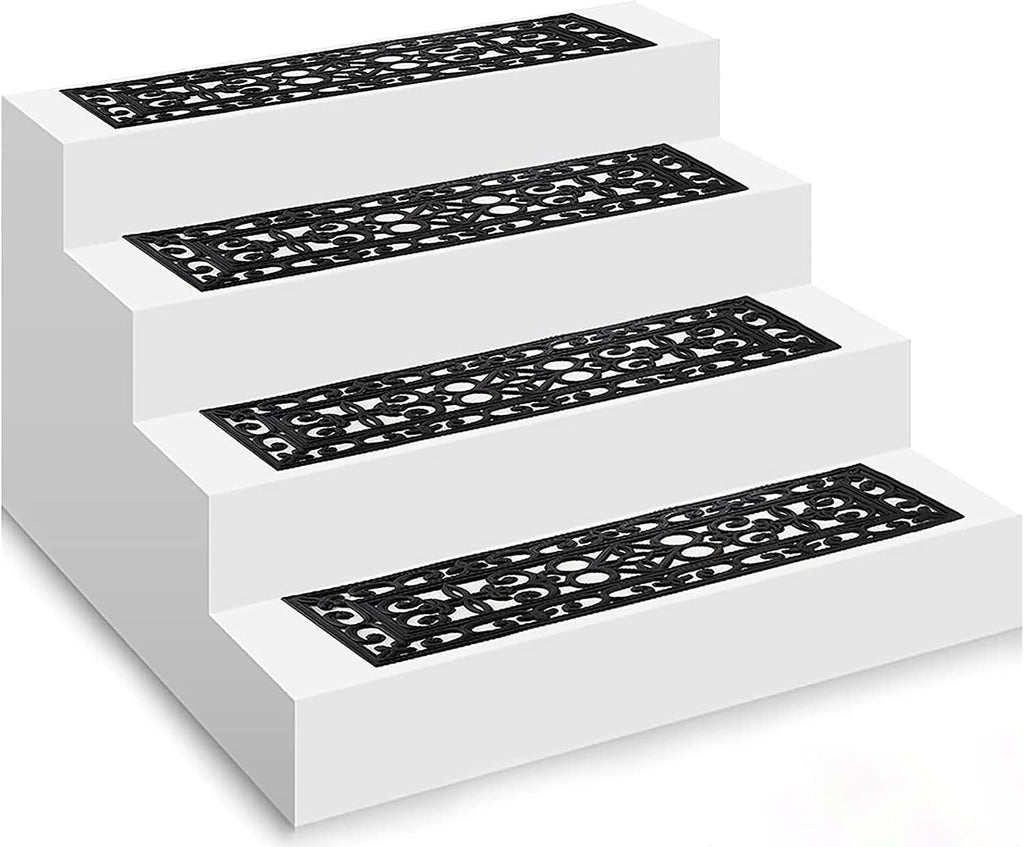 4pc Scroll Black Rubber Stair Treads