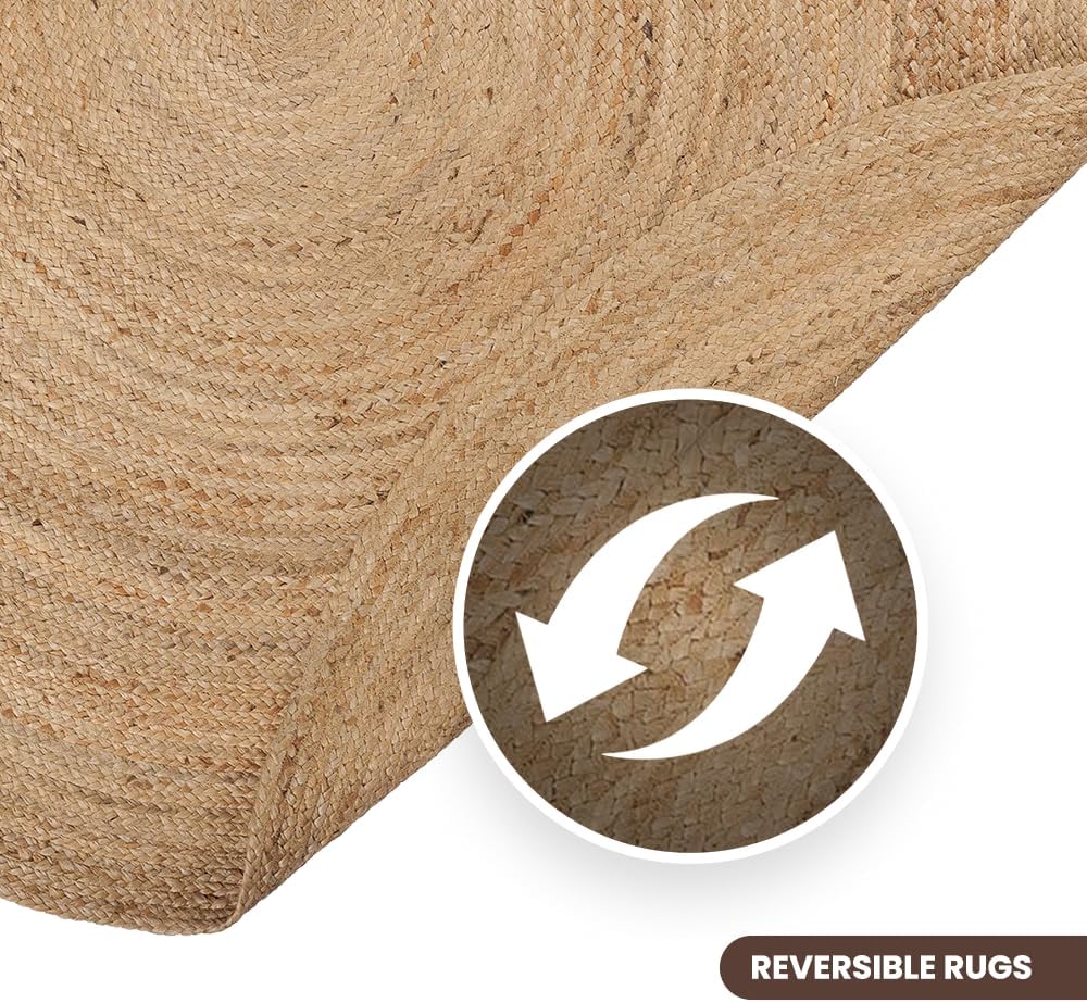 5ft Reversible Braided Natural Jute Round Rug