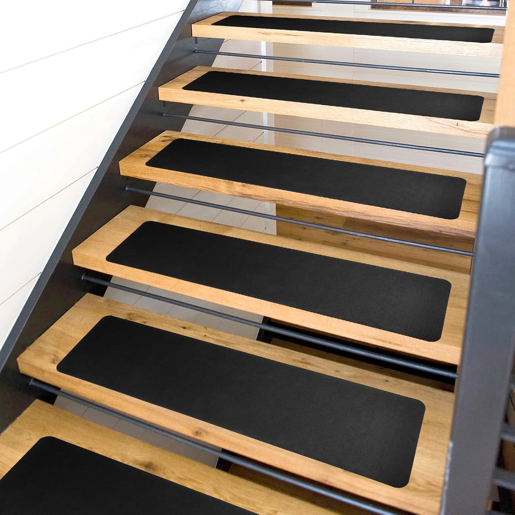 15pc Black Rubber Backed Stair Treads 30x8 Inch