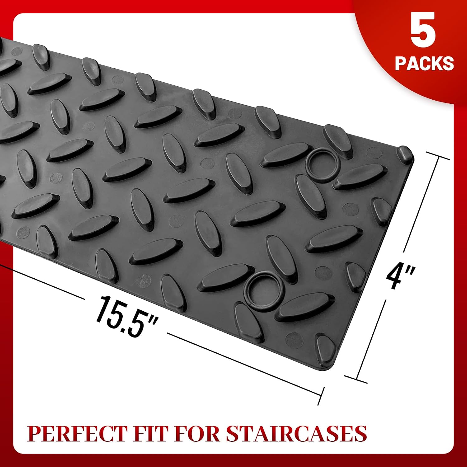 5pc Black ROBLOCK Rubber Stair Treads