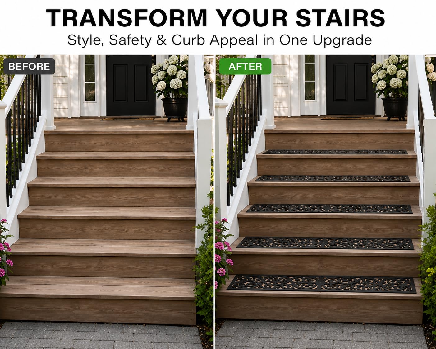 4pc Sunflower Rubber Non-Slip Stair Treads