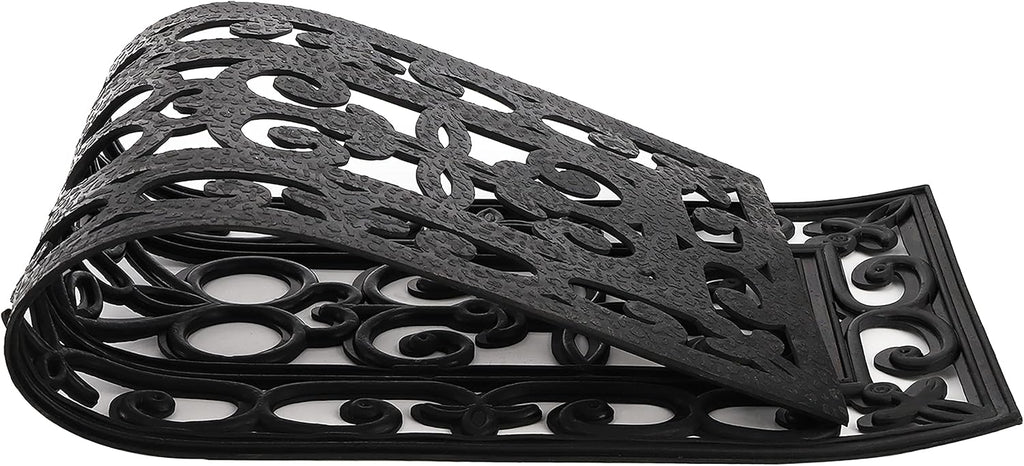 4pc Scroll Black Rubber Stair Treads