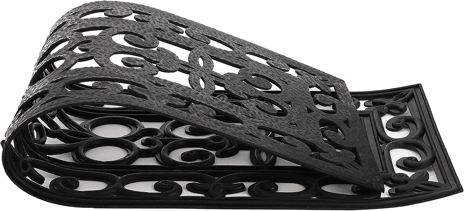 4pc Scroll Black Rubber Stair Treads