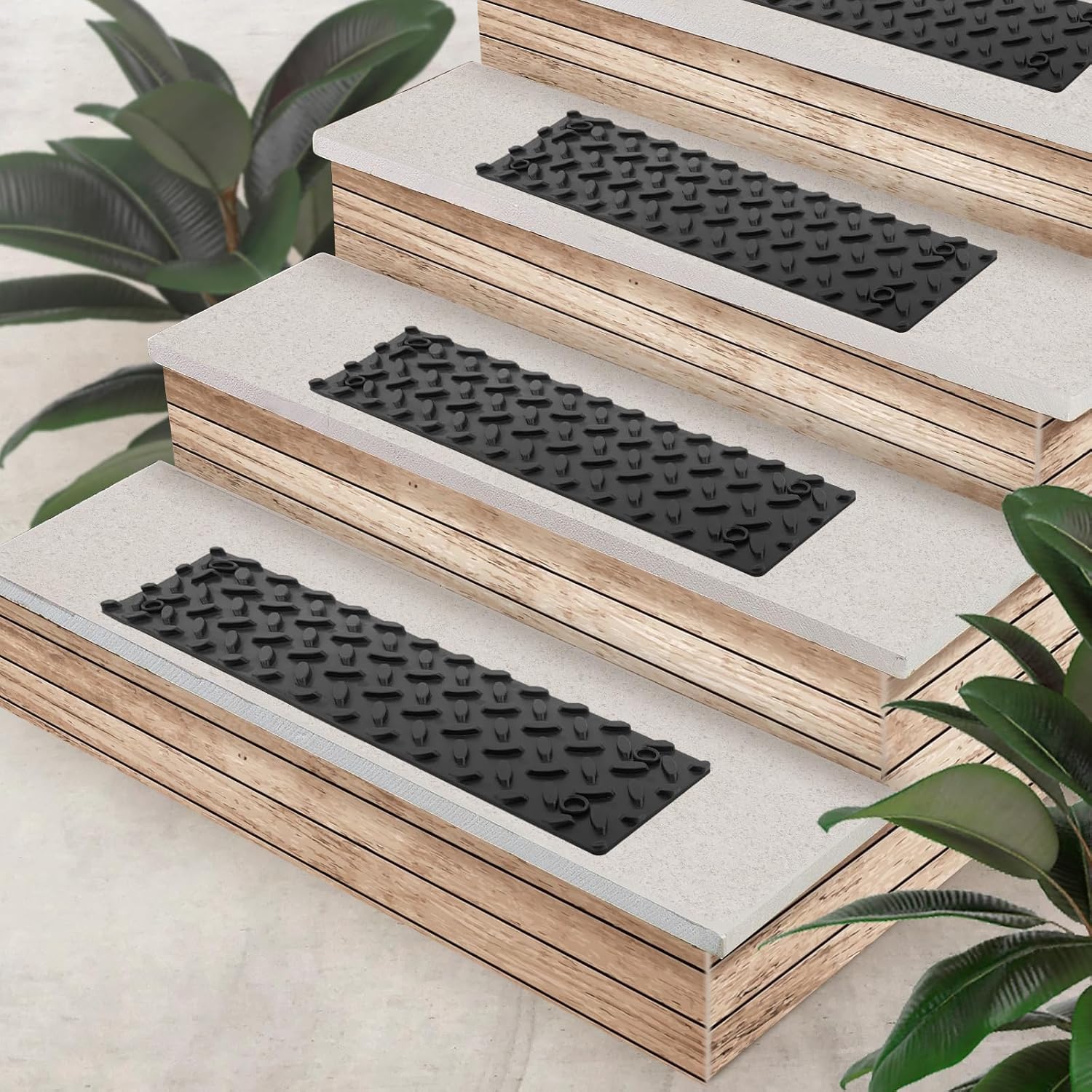 5pc Black ROBLOCK Rubber Stair Treads