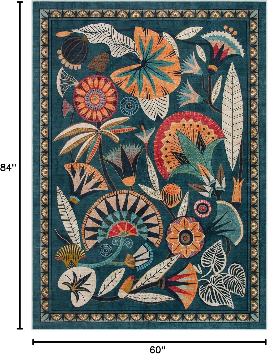 Zealude Boho Green Area Rug