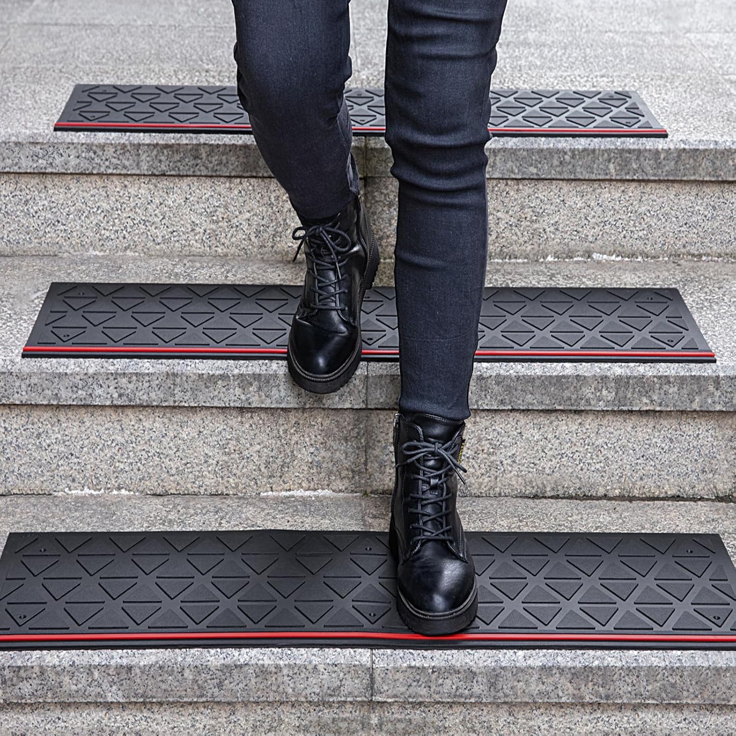 3pc Non-Slip Rubber Stair Treads 35x10 Inch