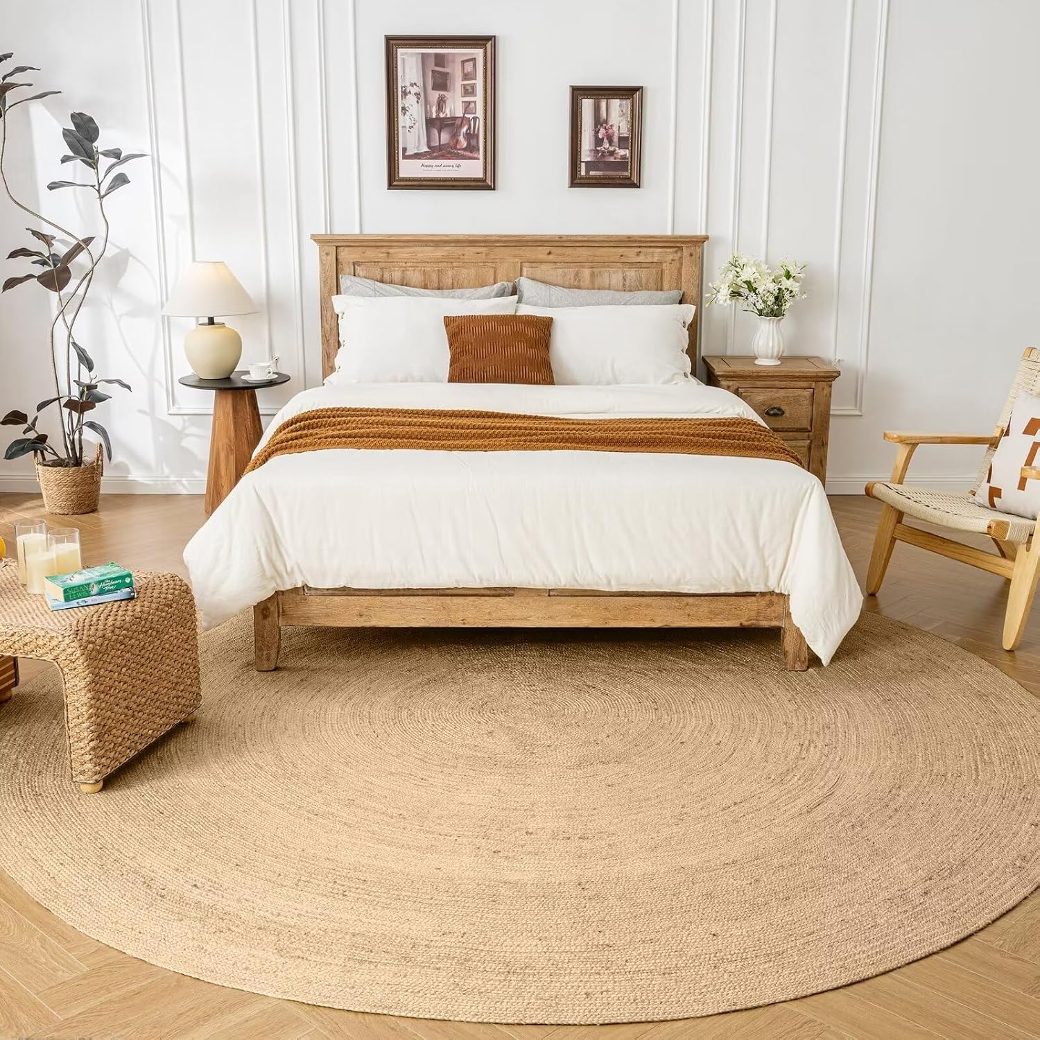 9ft Chunky Braided Natural Jute Round Rug