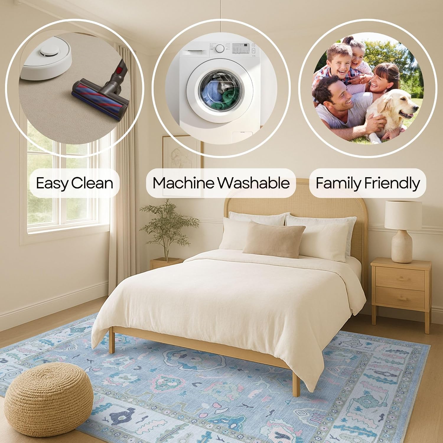 Fame Rugs Lavender Oushak Area Rug
