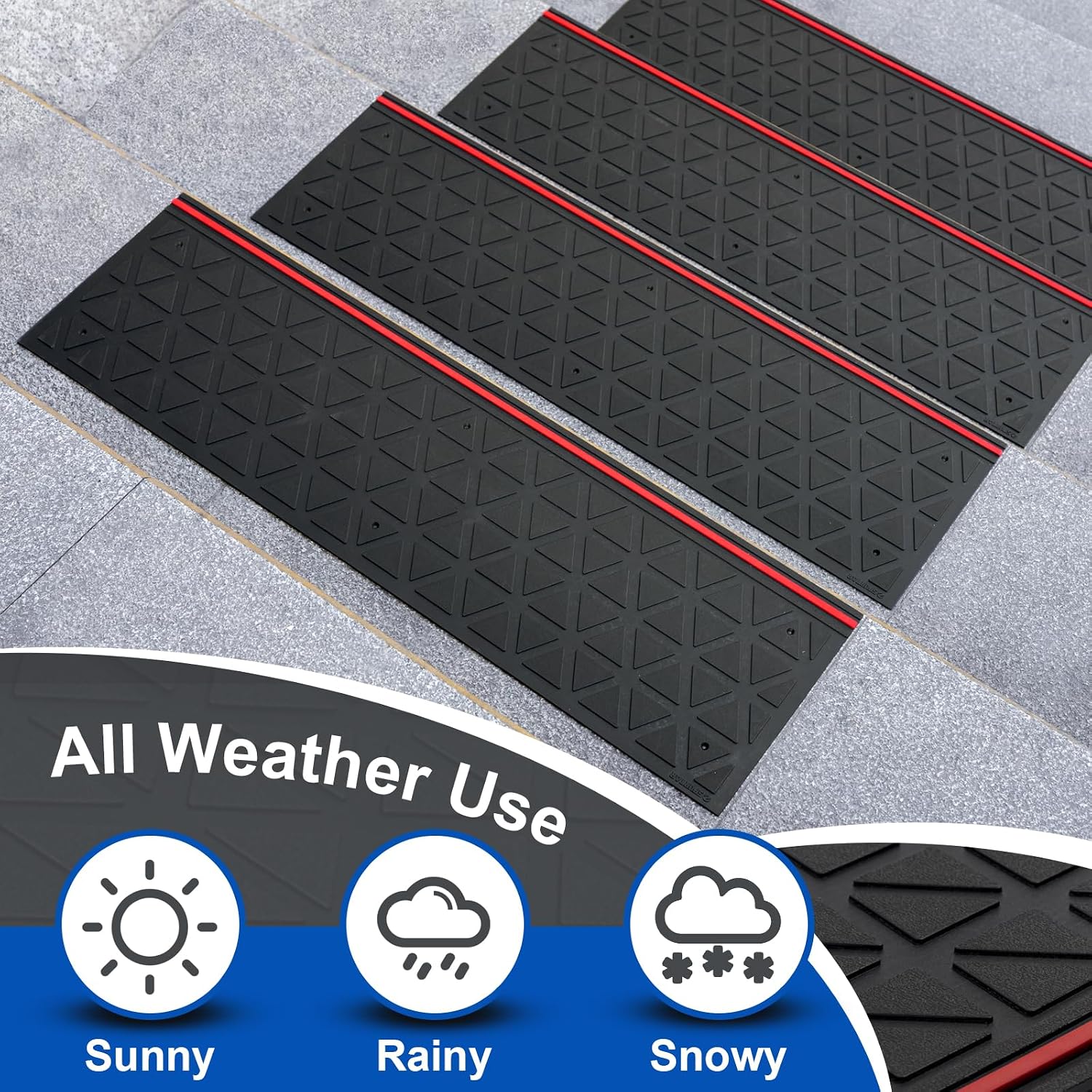 3pc Non-Slip Rubber Stair Treads 35x10 Inch