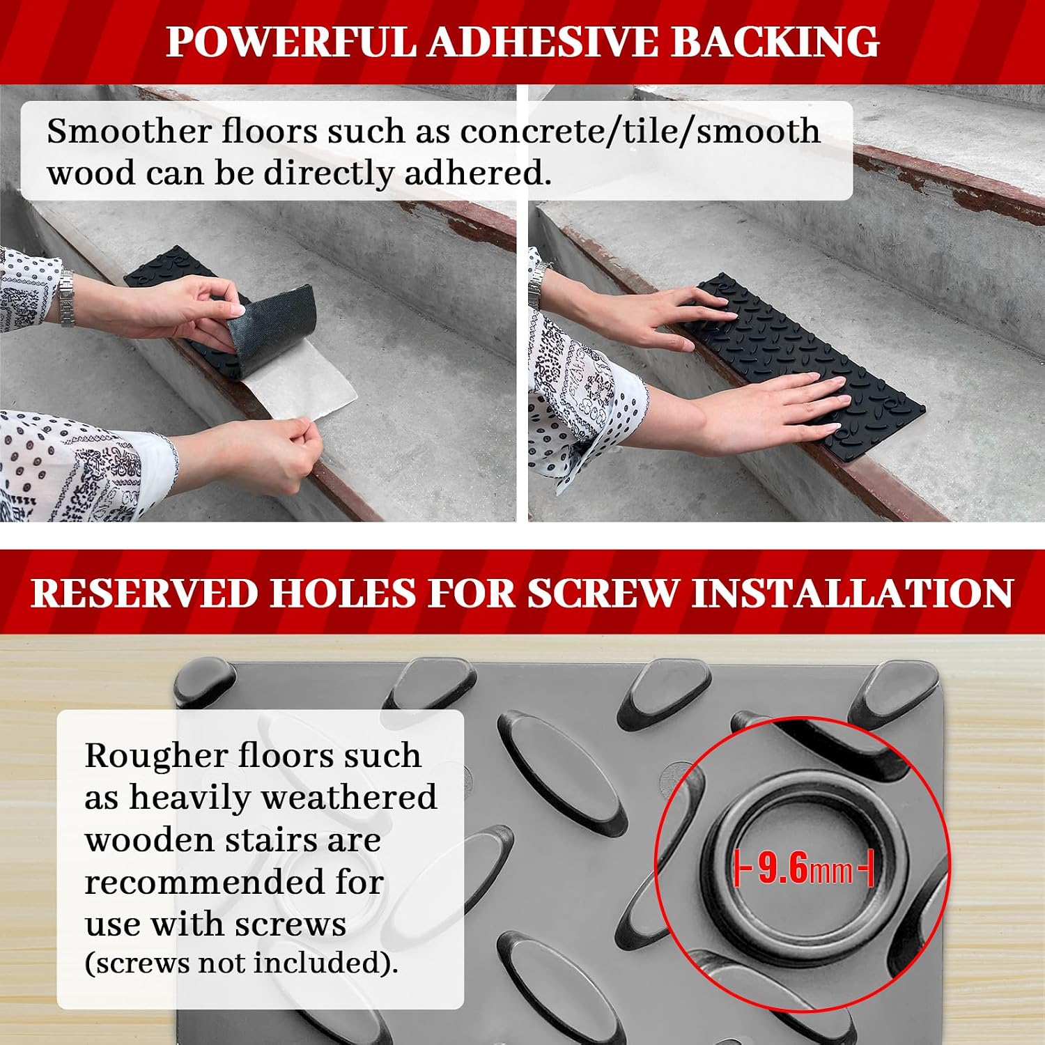 5pc Black ROBLOCK Rubber Stair Treads