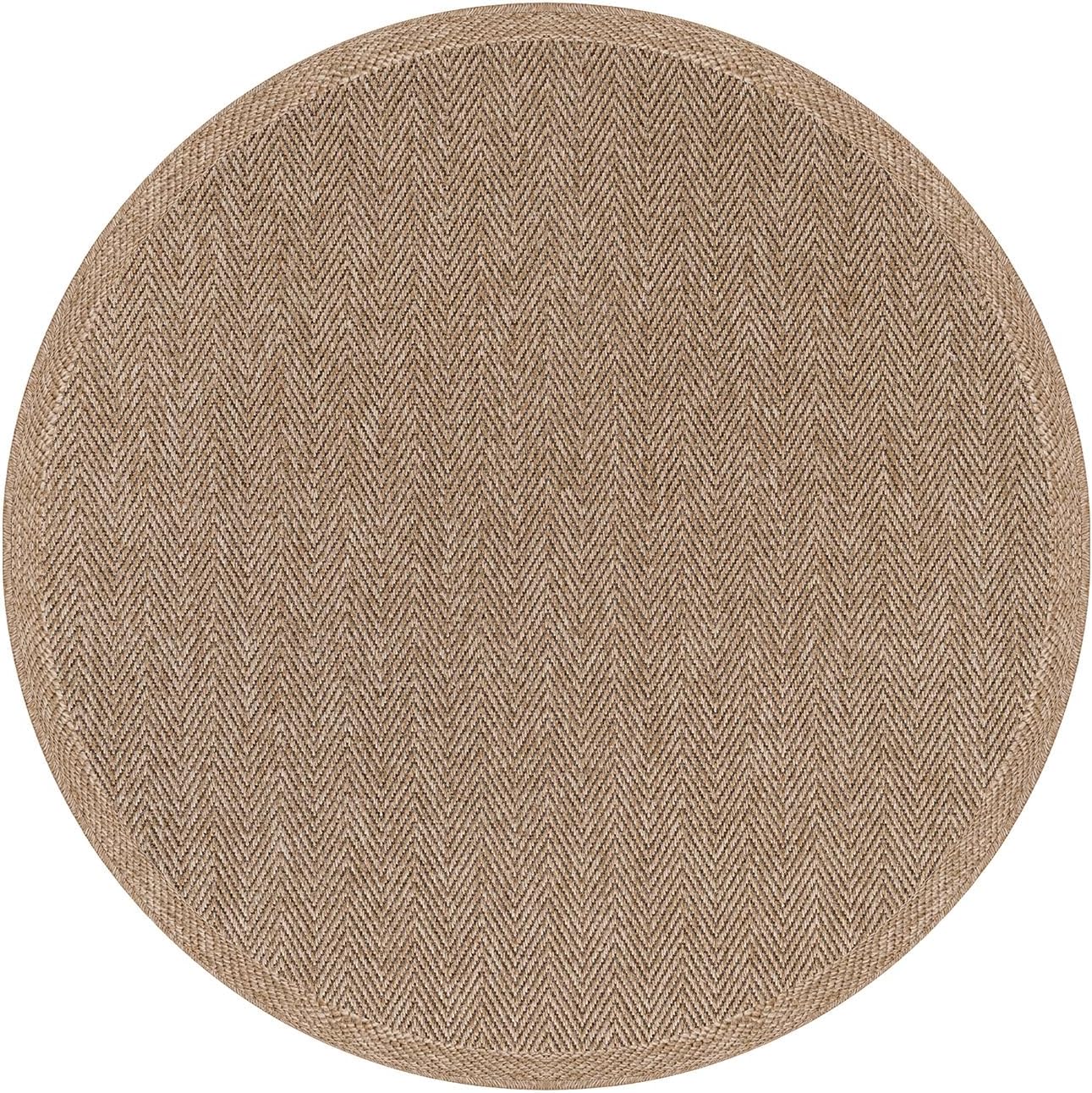 6ft Herringbone Washable Jute Round Rug
