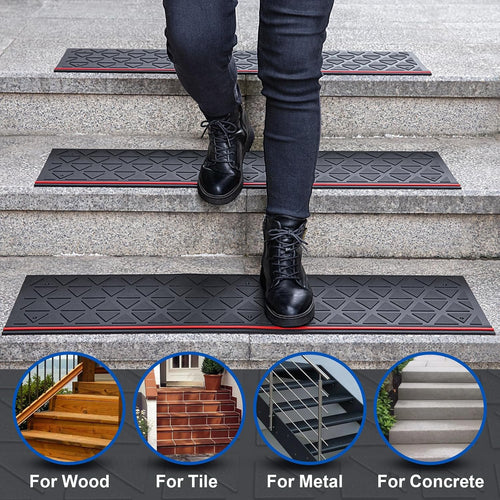 3pc Non-Slip Rubber Stair Treads 35x10 Inch