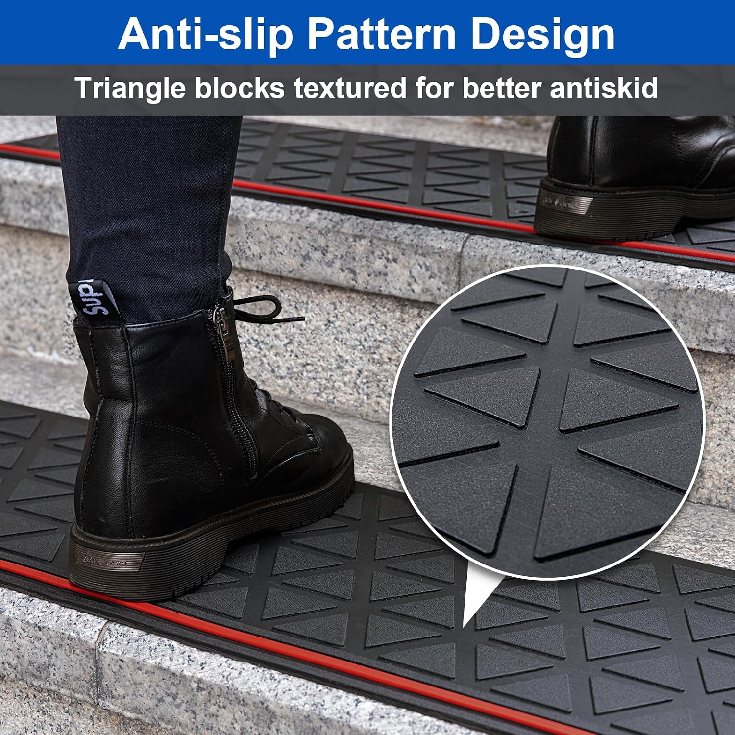 3pc Non-Slip Rubber Stair Treads 35x10 Inch