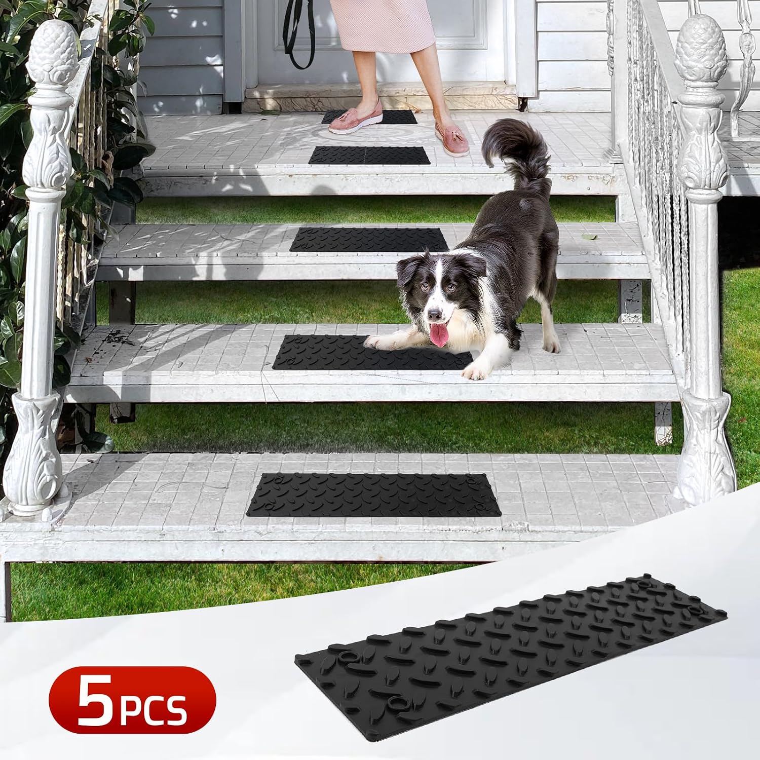 5pc Black ROBLOCK Rubber Stair Treads