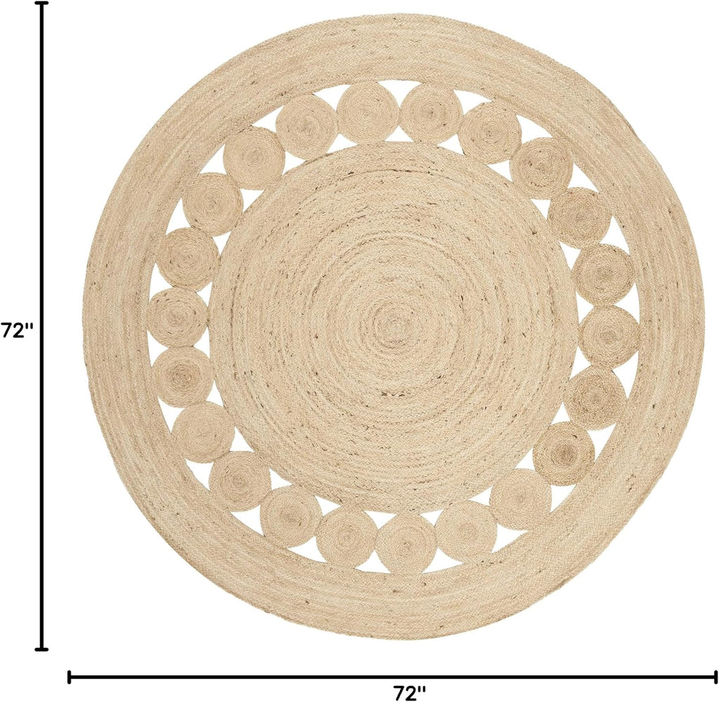 6ft Ivory Hand Braided Jute Round Rug NF364B