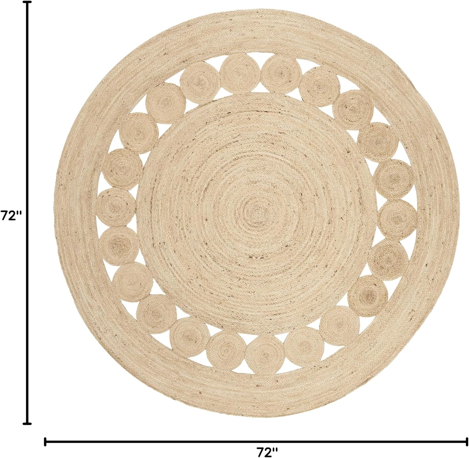 6ft Ivory Hand Braided Jute Round Rug NF364B
