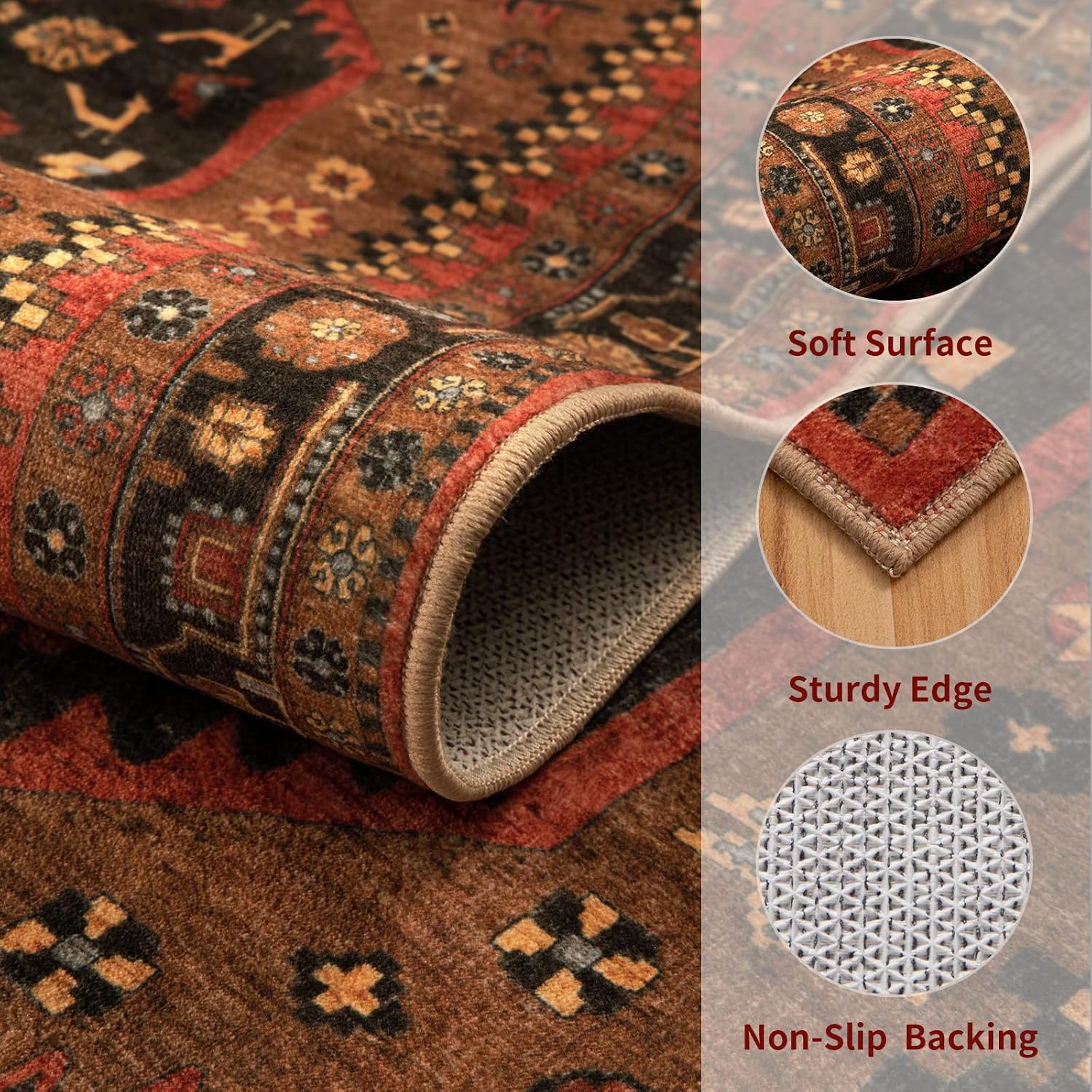 Ciicool Red Boho Area Rug