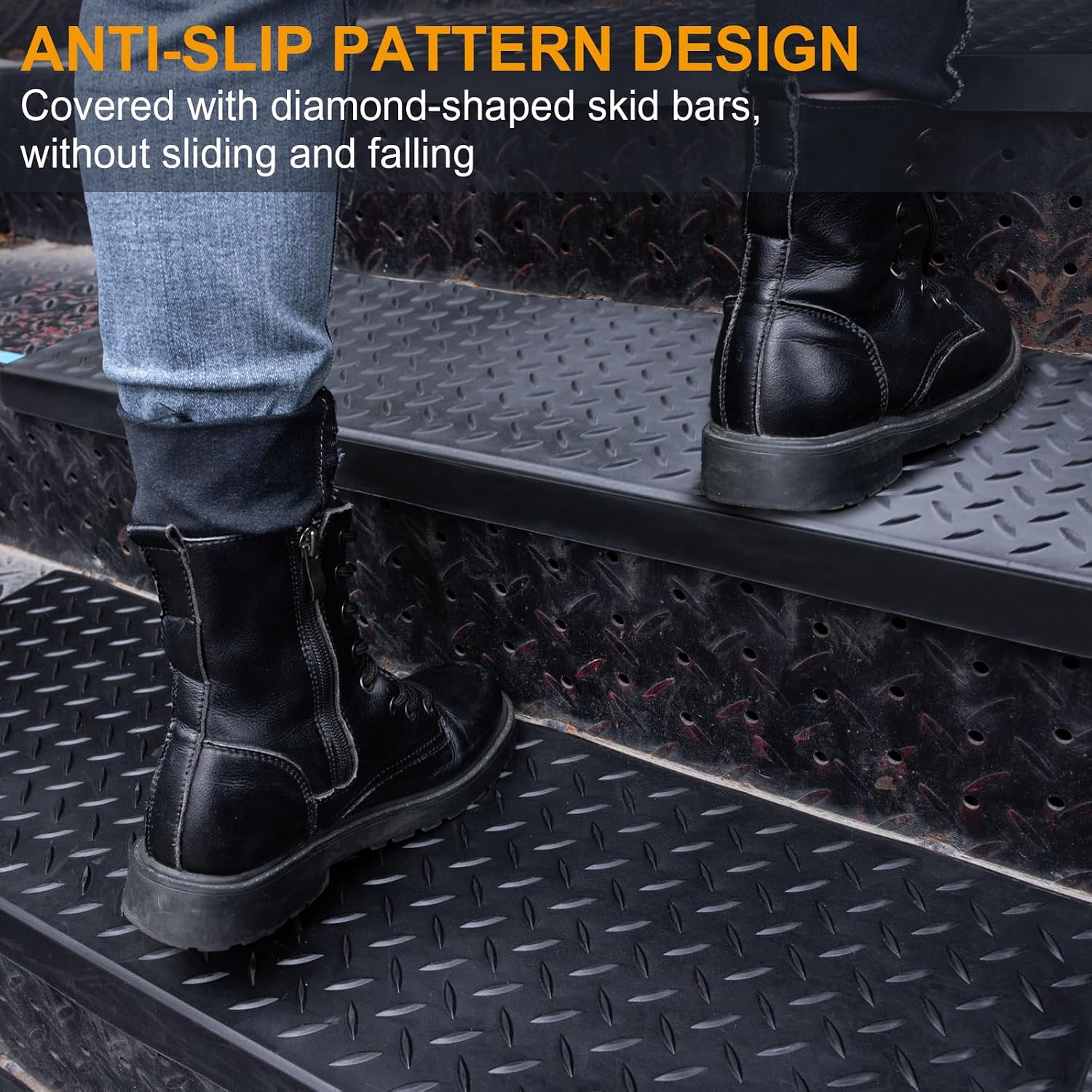 6pc Black Spurtar Rubber Stair Treads