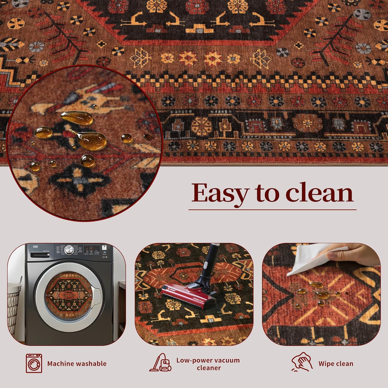Ciicool Red Boho Area Rug
