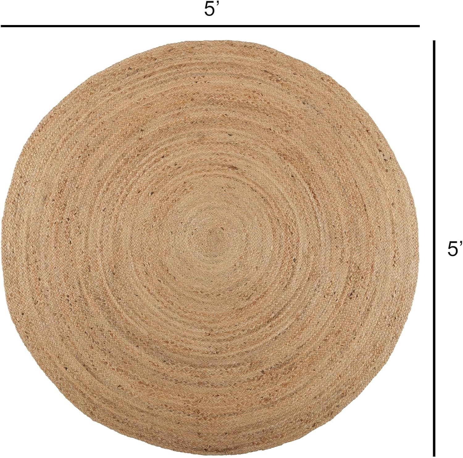 5ft Reversible Braided Natural Jute Round Rug