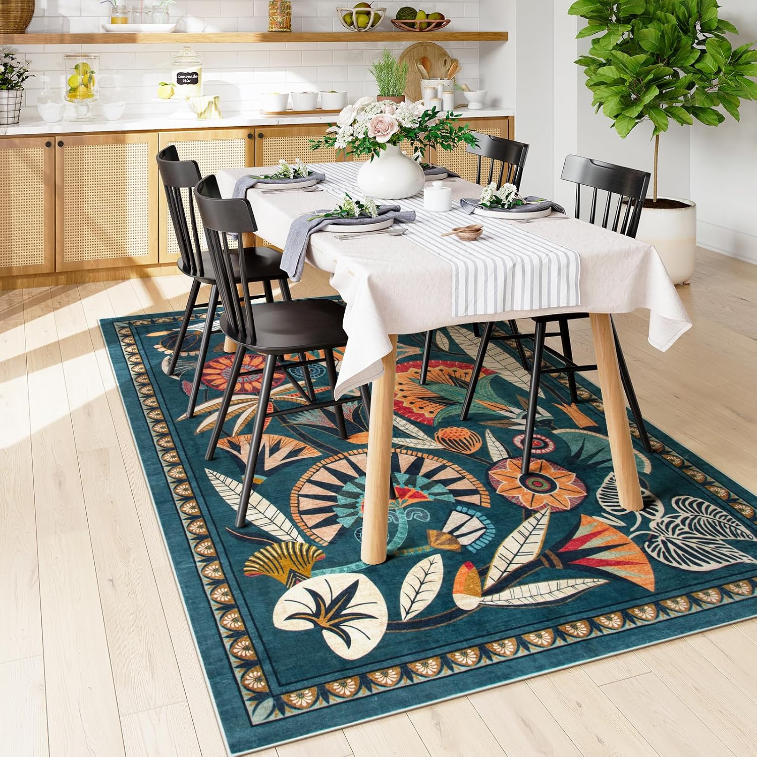 Zealude Boho Green Area Rug