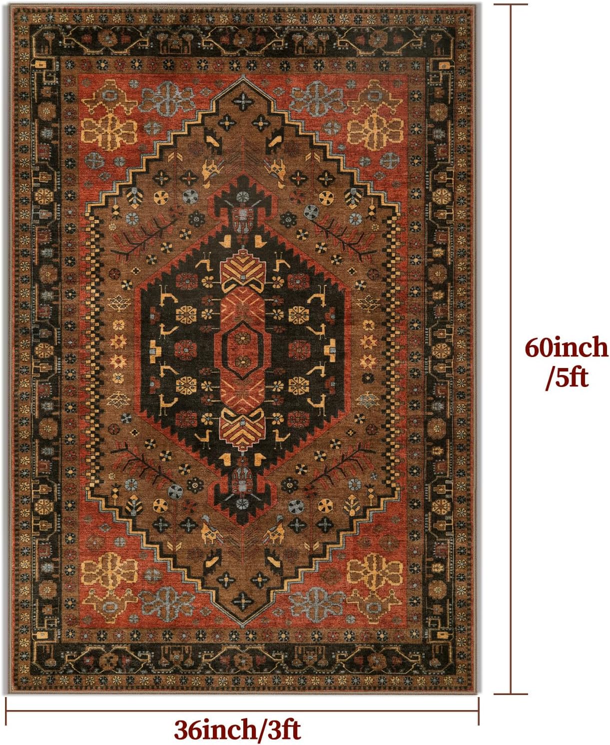 Ciicool Red Boho Area Rug