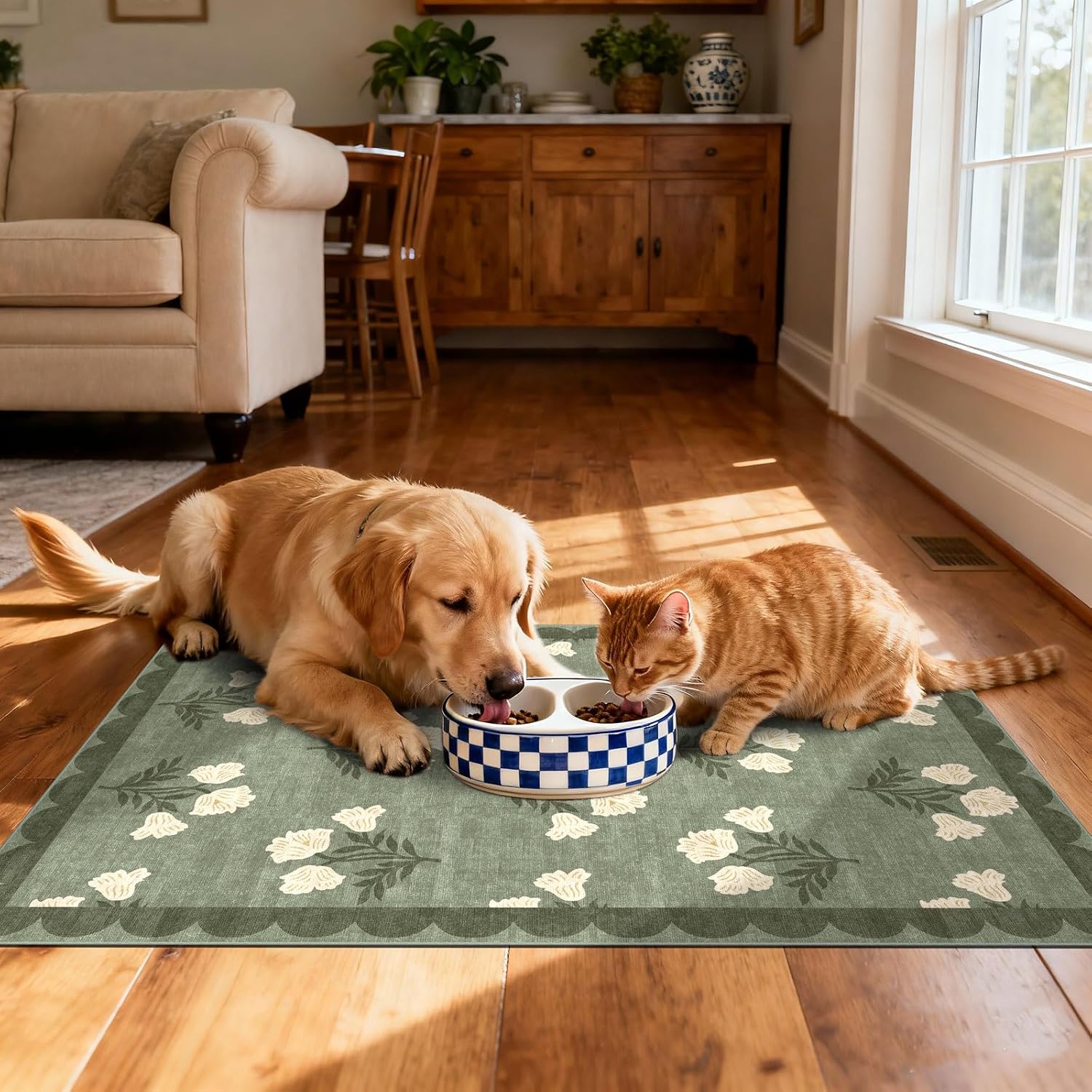 Sage Green Floral Front Door Mat