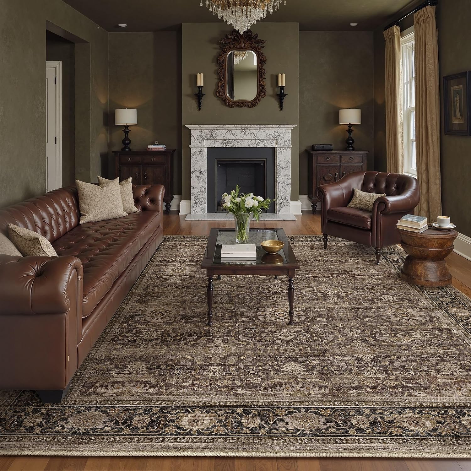 HUGEAR Brown Vintage Area Rug