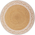 4ft White Border Braided Jute Round Rug