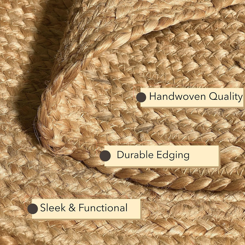 6ft Reversible Braided Natural Jute Round Rug