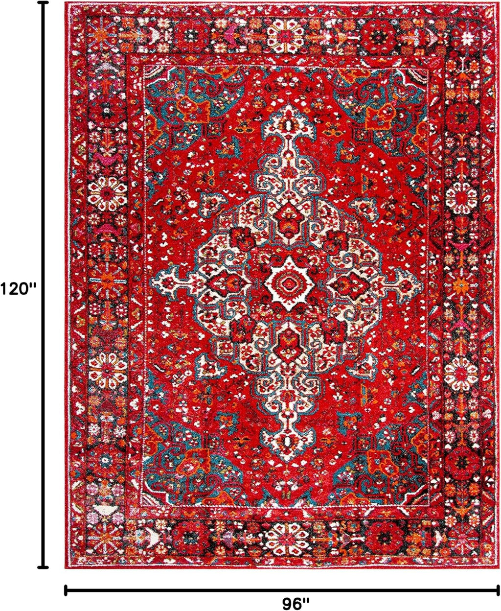 Vintage Hamadan Red Multi 8x10 Rug