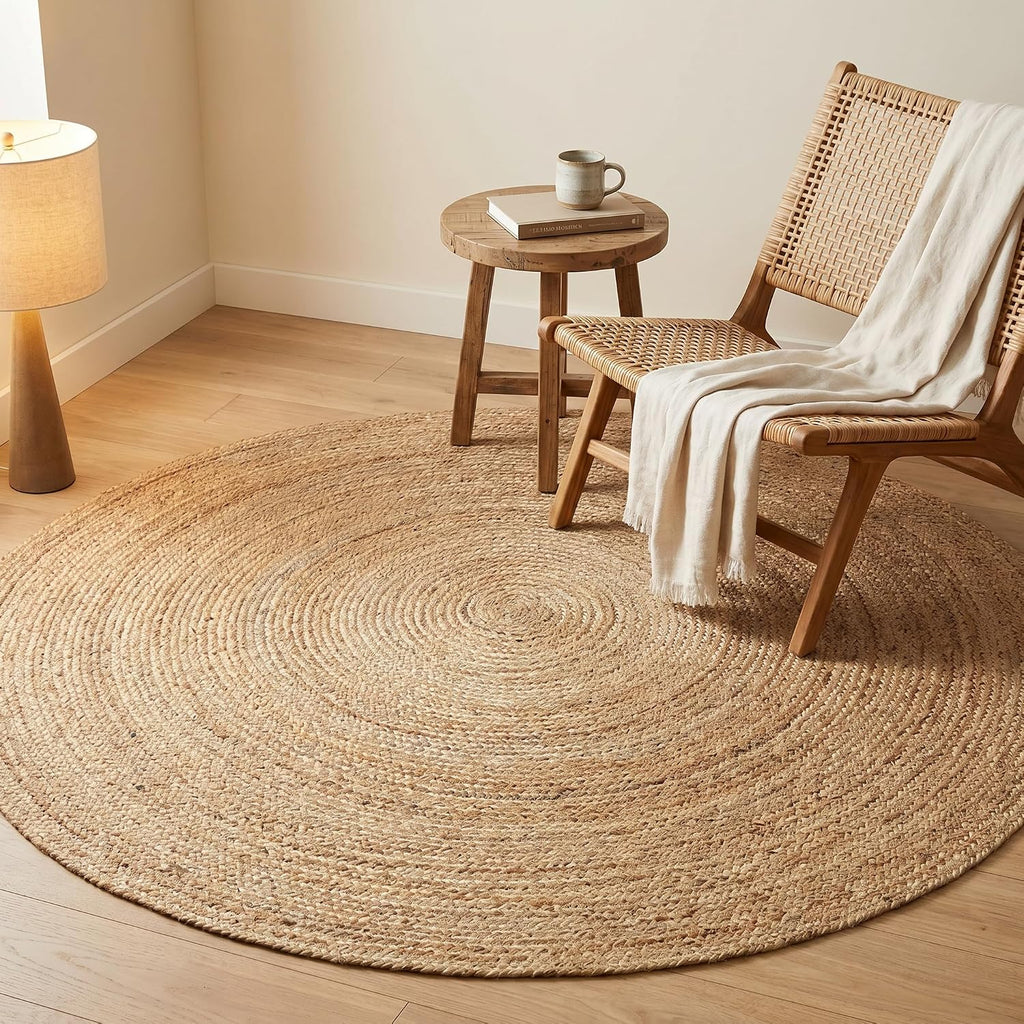 6ft Natural Braided Jute Round Rug