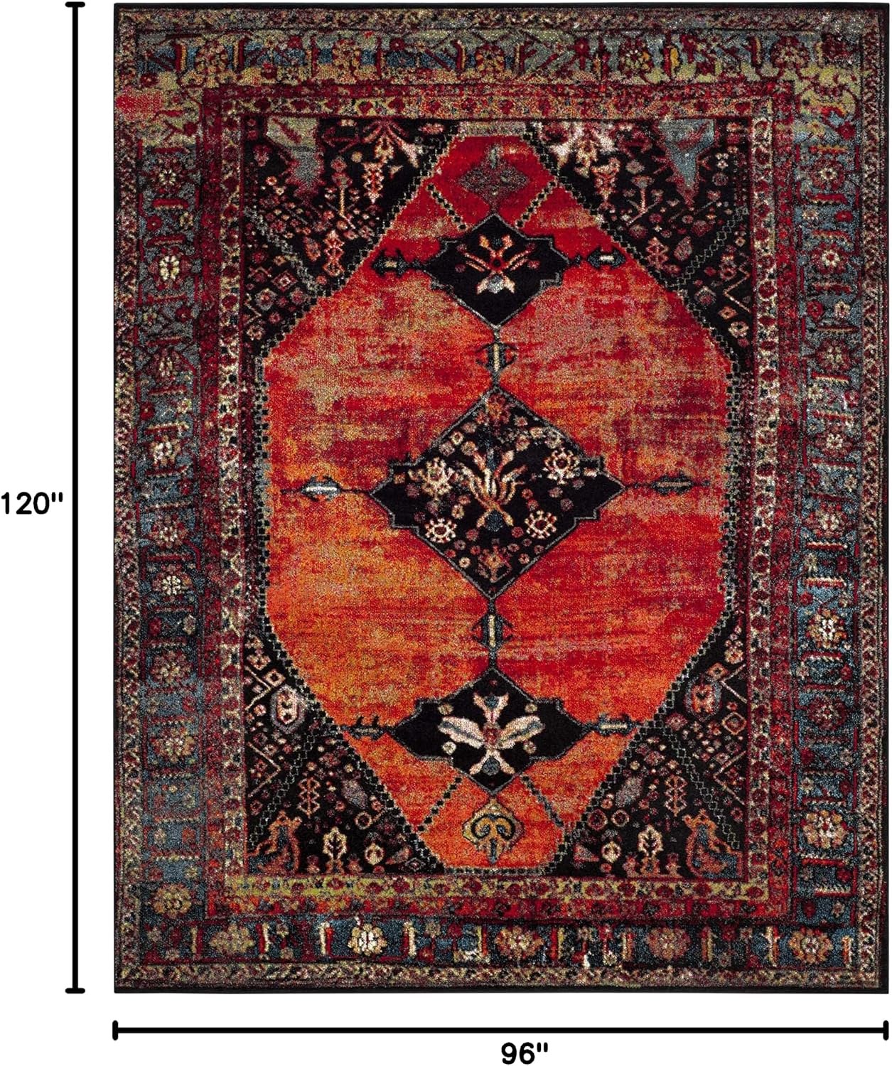 Vintage Hamadan Orange Multi Rug