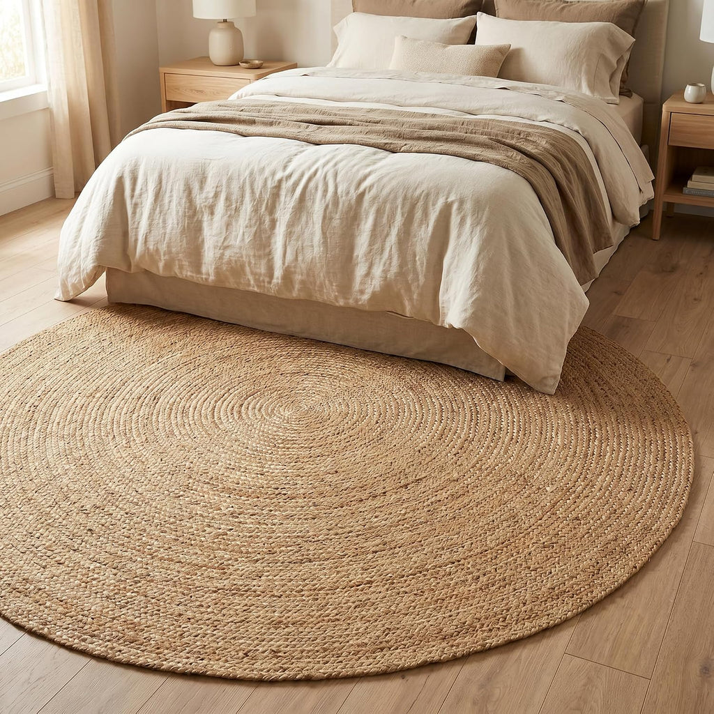6ft Natural Braided Jute Round Rug