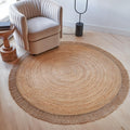 5ft Hand Woven Braided Jute Round Rug