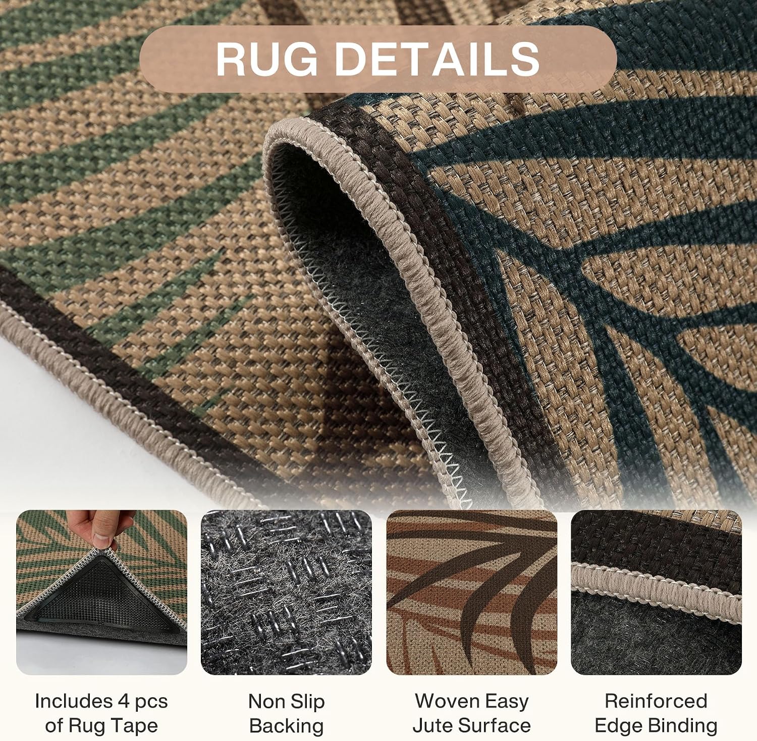 Tribesigns Easy Jute Coastal Rug
