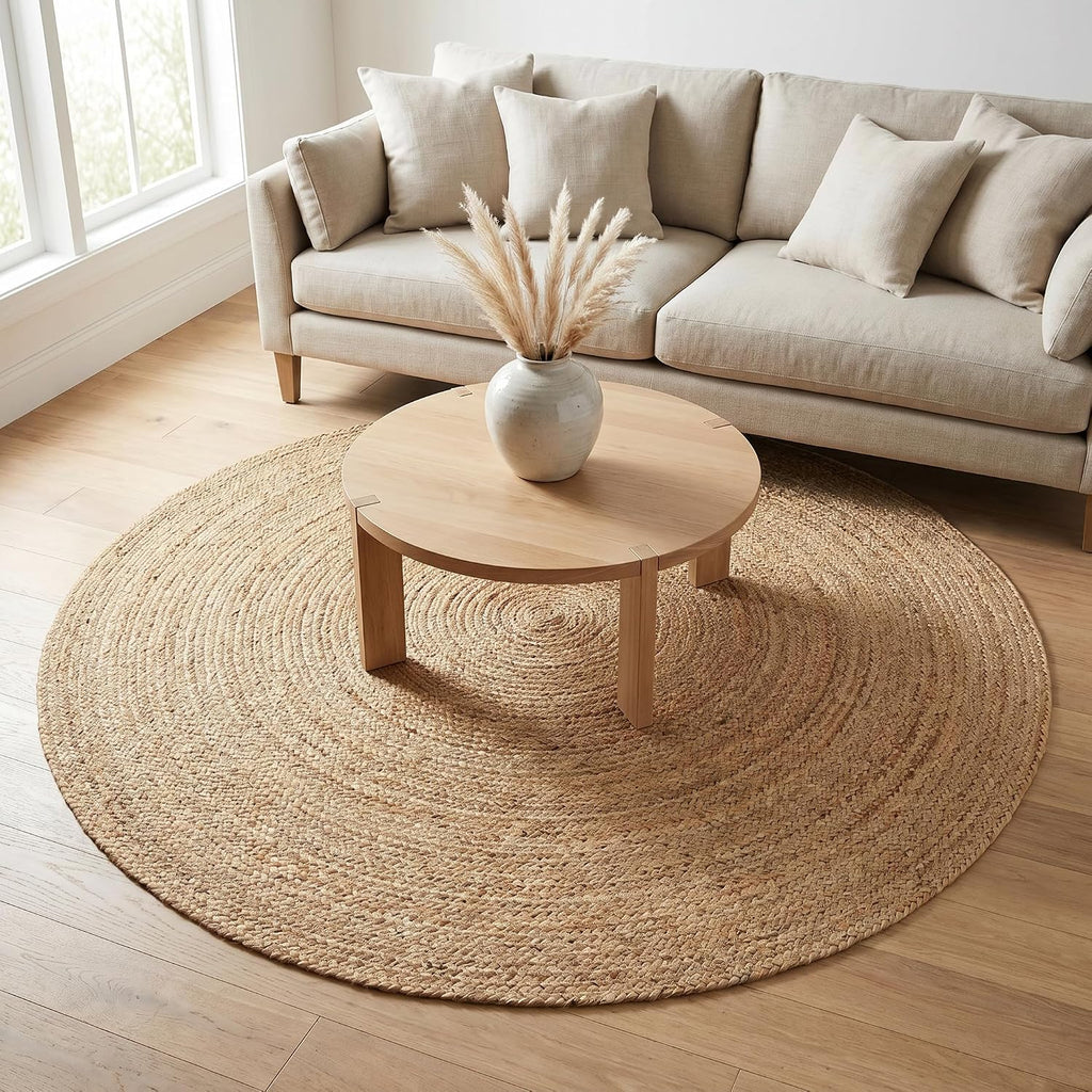 6ft Natural Braided Jute Round Rug
