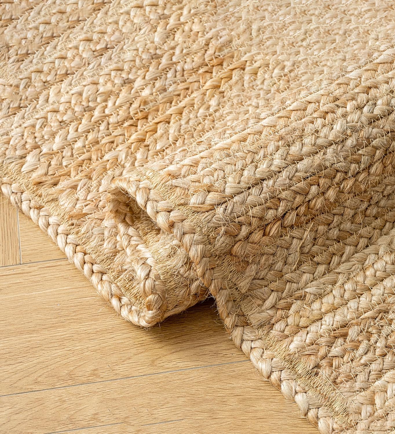 9ft Chunky Braided Natural Jute Round Rug