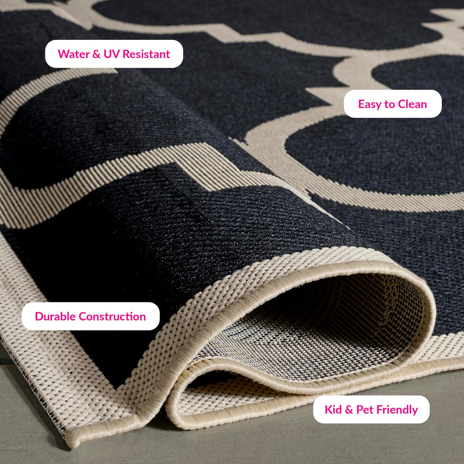 SAFAVIEH Courtyard Black Beige Rug
