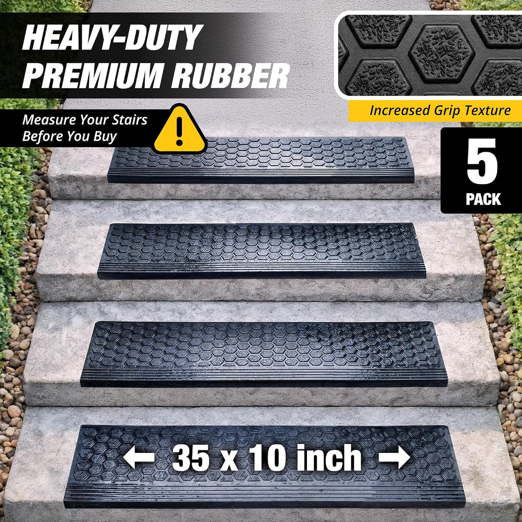5pc Thunder Grip Rubber Stair Treads