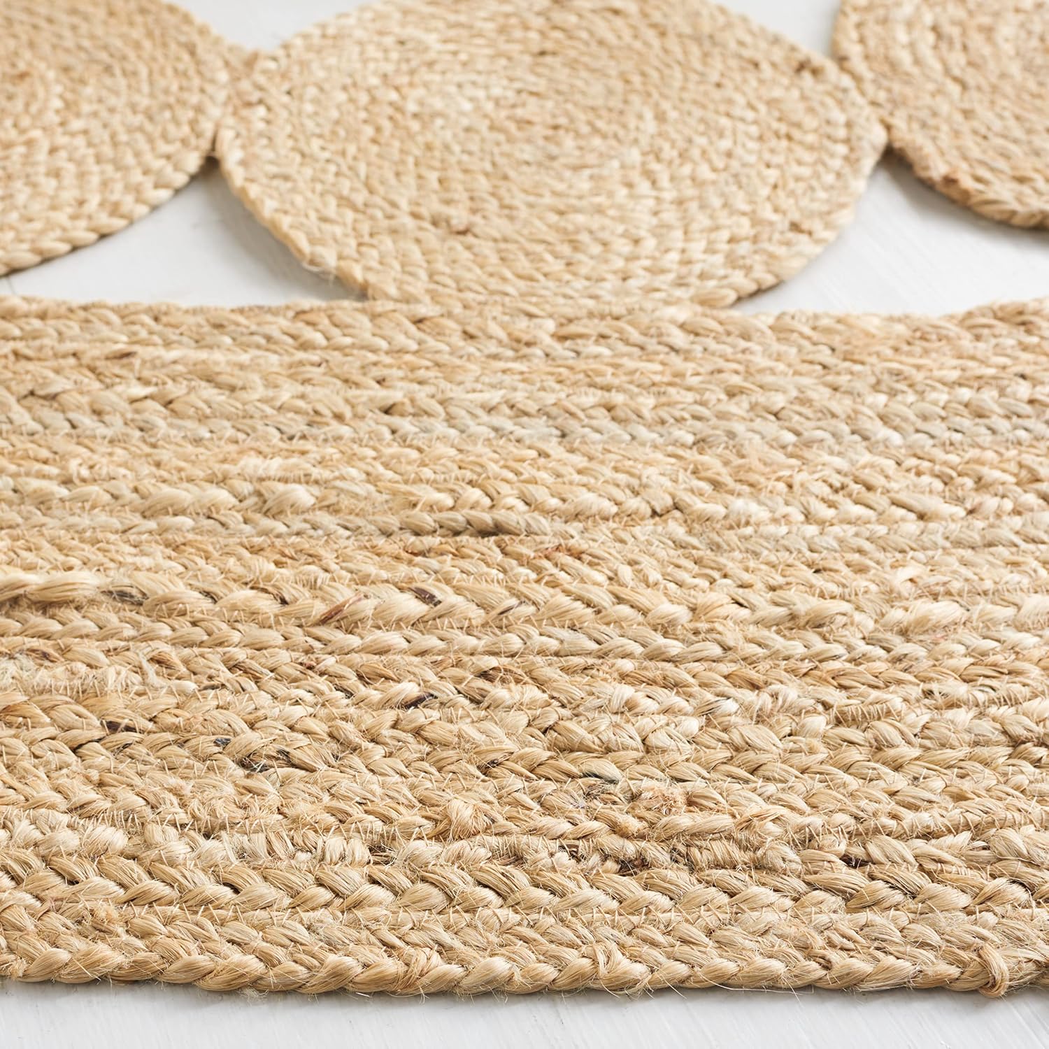 6ft Ivory Hand Braided Jute Round Rug NF364B