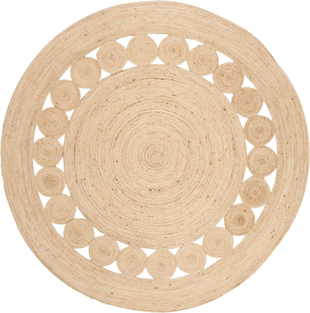 6ft Ivory Hand Braided Jute Round Rug NF364B