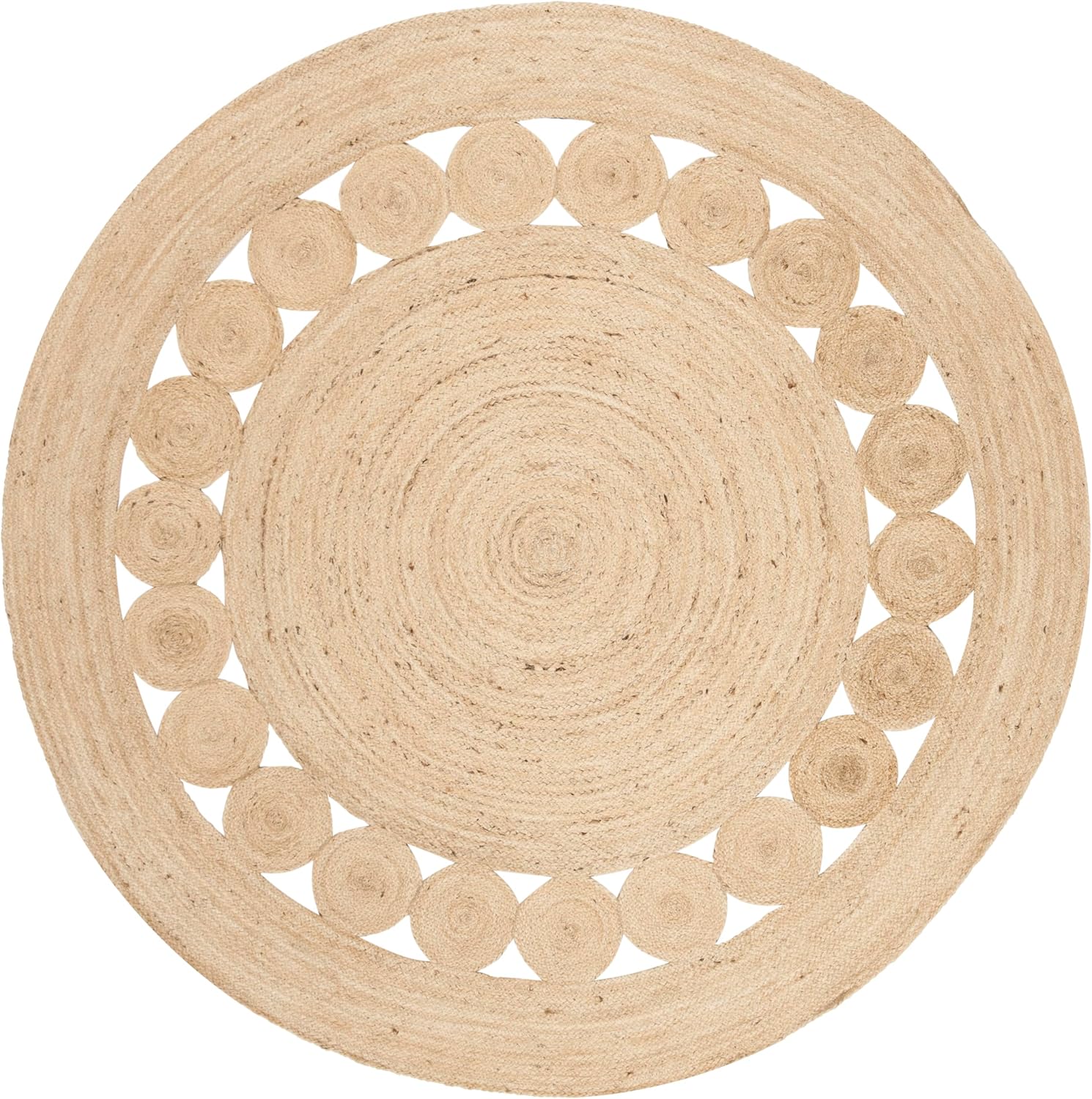 6ft Ivory Hand Braided Jute Round Rug NF364B