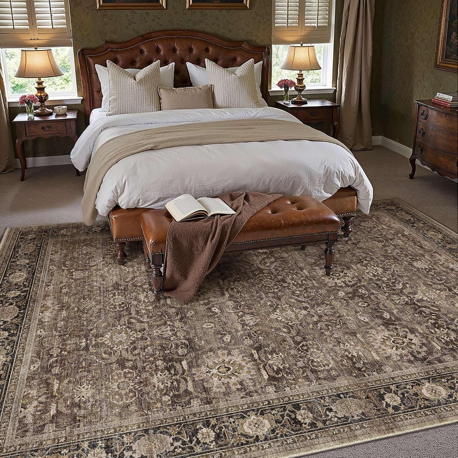 HUGEAR Brown Vintage Area Rug